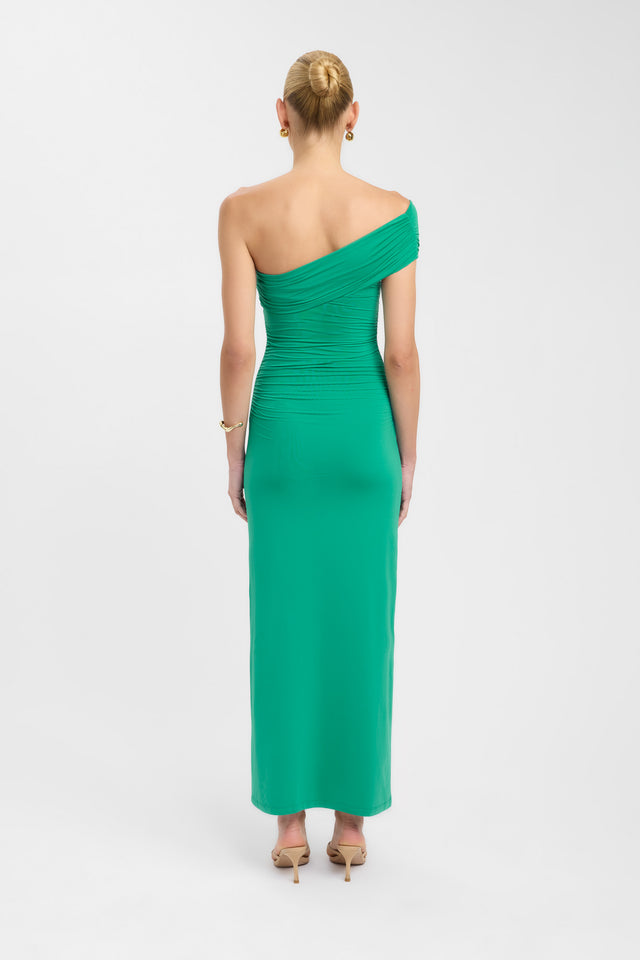 back Aston Maxi Dress Kookai Bodycon Maxi Fitted Asymmetry green womens-dresses 