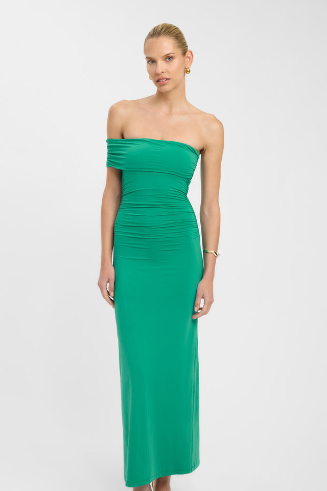 side Aston Maxi Dress Kookai Bodycon Maxi Fitted Asymmetry green womens-dresses 