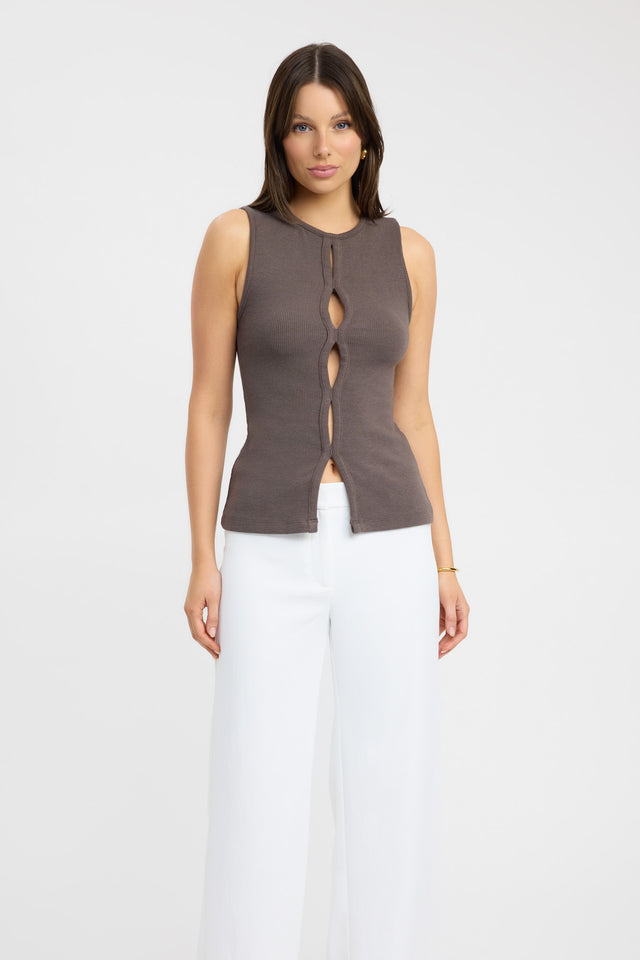 product Kinsley Tank Kookai Fitted Roundneck Sleeveless Womens-Blouse 