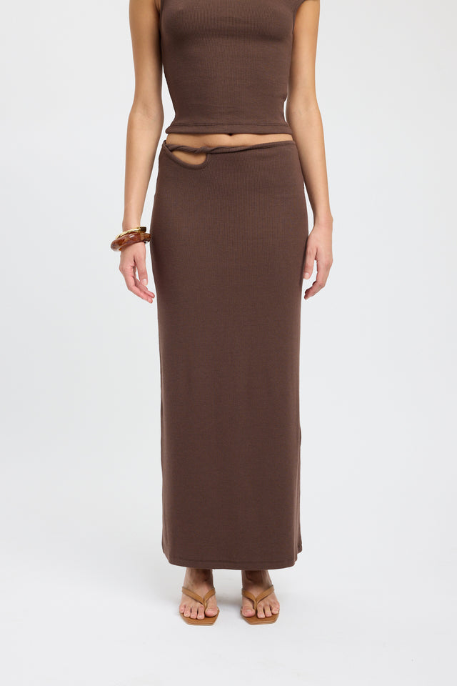 back Finn Skirt Kookai Straight Maxi brown womens-skirts 