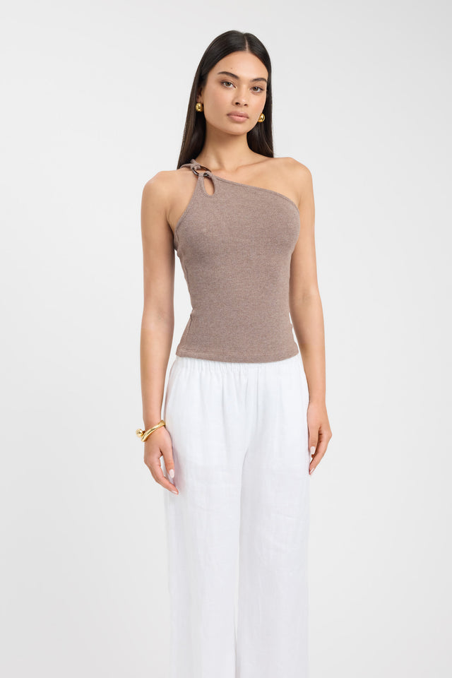 front Tawney Top Kookai Fitted Asymmetry Sleeveless Womens-Blouse 