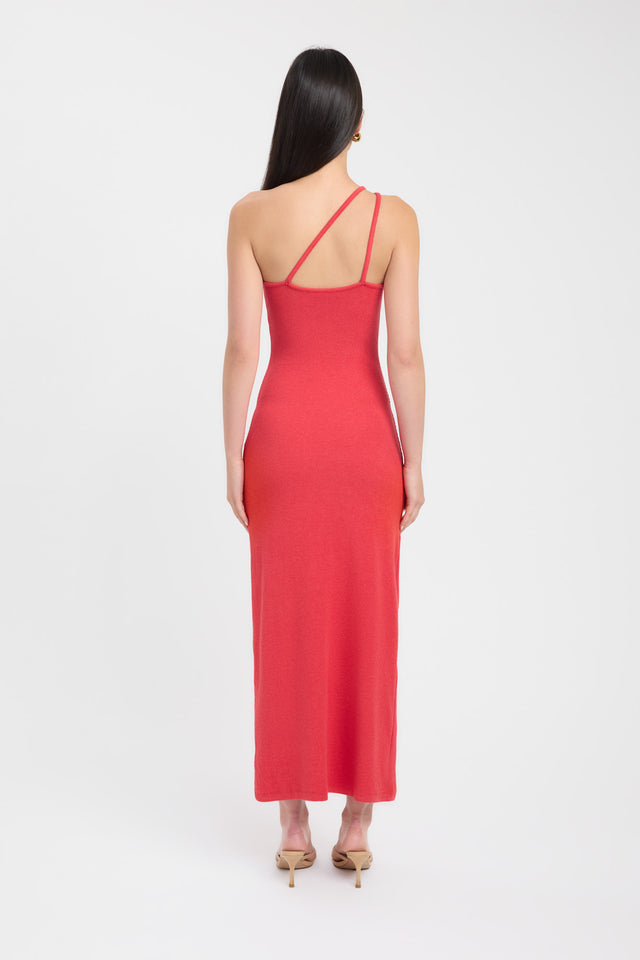 back Tawney Dress Kookai Bodycon Maxi Fitted Asymmetry red womens-dresses 