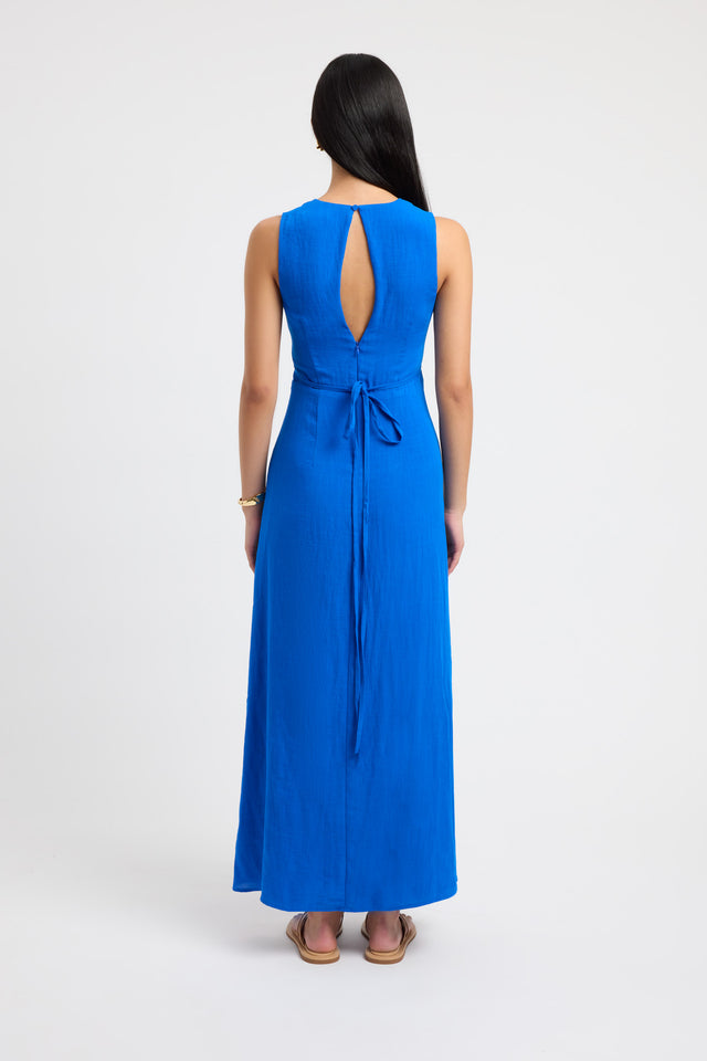 front Hayman Deep Vee Dress Kookai Aline Maxi Relaxed Plungeneck blue womens-dresses 