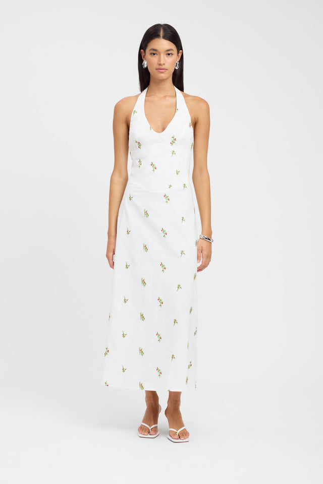 Plus Coconut Tree Print Belted Maxi Dress