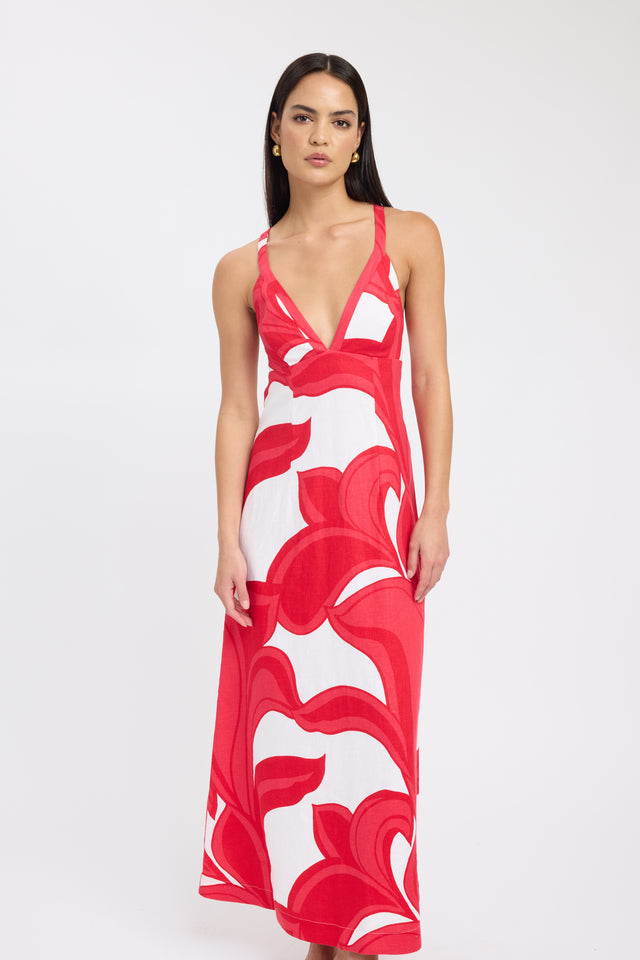 product Zani Maxi Dress Kookai Aline Maxi Relaxed Plungeneck red womens-dresses 