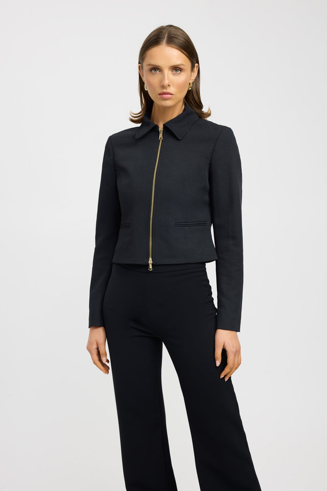 front Ariel Slim Jacket Kookai Long sleeve Regular Short black womens-coats-and-jackets 