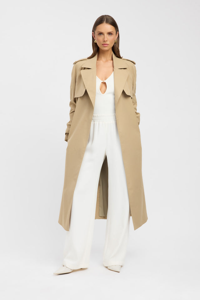 product Finland Core Trench Kookai Long sleeve Trench-coat Full length beige womens-coats-and-jackets 