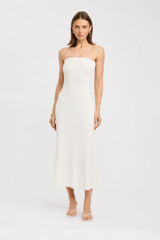 product Serah Strapless Dress Kookai Bodycon Midi Fitted Straight white womens-dresses 