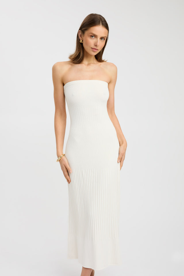 product Serah Strapless Dress Kookai Bodycon Midi Fitted Straight white womens-dresses 