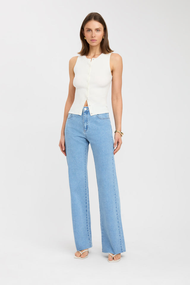 product Ezra Jean Kookai High-rise Frayed Light blue womens-jeans 