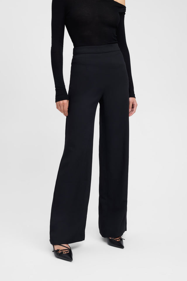 Oyster Pants Kookai Wide-leg High-rise black womens-regular-pants 