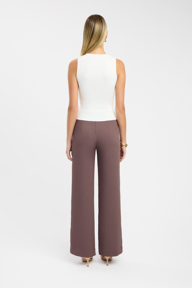 front Oyster Pants Kookai Regular High-rise brown womens-regular-pants 