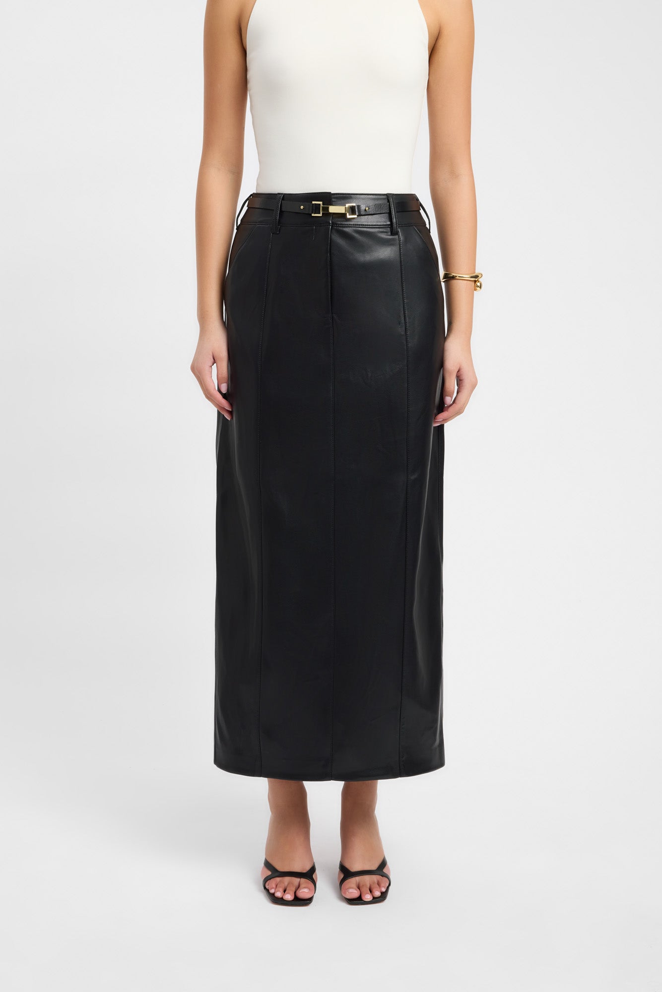 Black leather 2025 skirt kookai