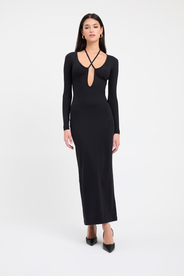 product Sereya Maxi Dress Kookai Bodycon Maxi Fitted Plungeneck black womens-dresses 