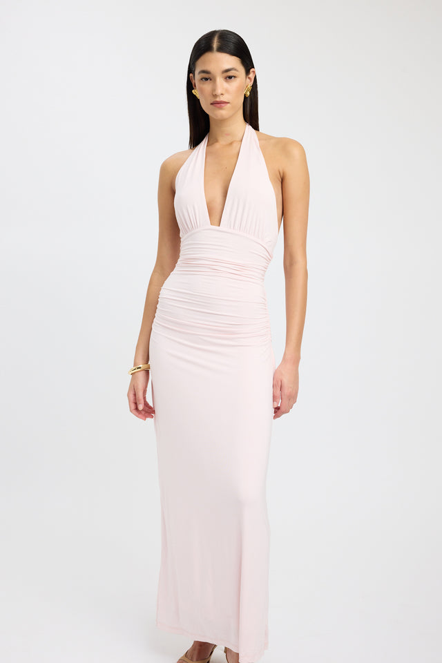 side Leni Maxi Dress Kookai Bodycon Maxi Fitted Plungeneck light pink womens-dresses 