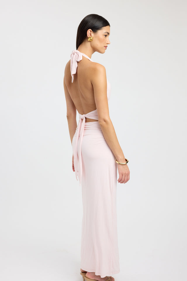 back Leni Maxi Dress Kookai Bodycon Maxi Fitted Plungeneck light pink womens-dresses 