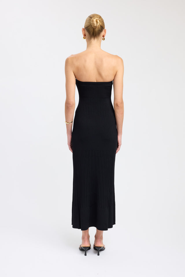 back Serah Strapless Dress Kookai Straight Maxi Fitted Straight black womens-dresses 