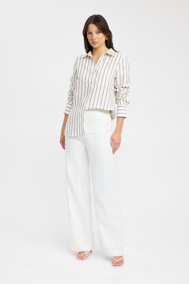 front Tally Stripe Shirt Kookai Collar Full white womens-shirt 