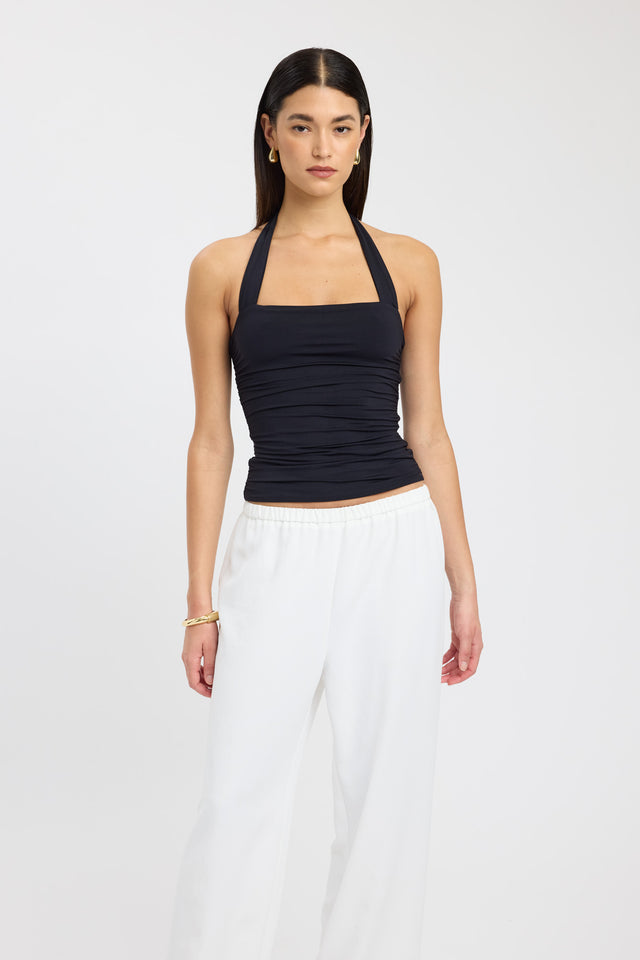 side Hailey Halter Top Kookai Fitted Squareneck Sleeveless Womens-Blouse 