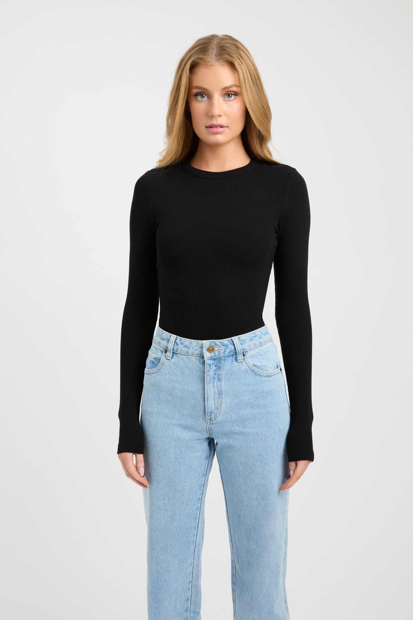 The Long Sleeve Ribbed Top in Black