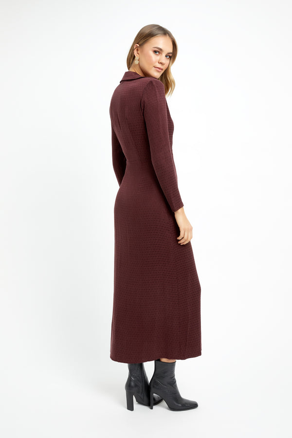 Buy Roxana Long Sleeve Shirt Dress Dark Burgundy Online | Australia