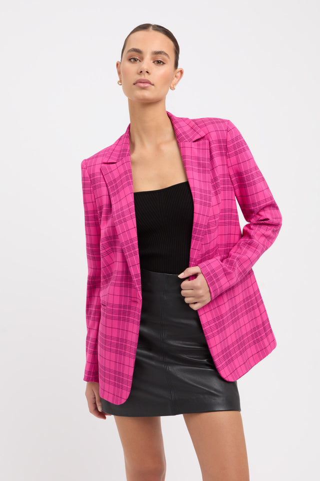 Buy Verona Check Blazer Hot Pink Online | KOOKAÏ Australia