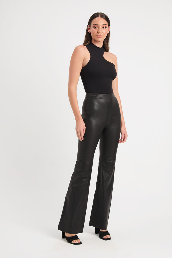 Straight to the Chase Leather Pants Black  Pink Martini Collection