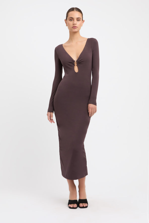 Buy Phoebe Midi Dress Dark Mocha Online | Australia
