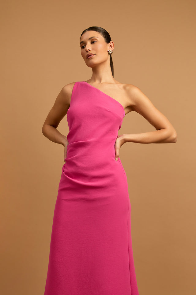 product Alpha Rouched Dress Kookai Aline Midi Relaxed Asymmetry pink womens-dresses 